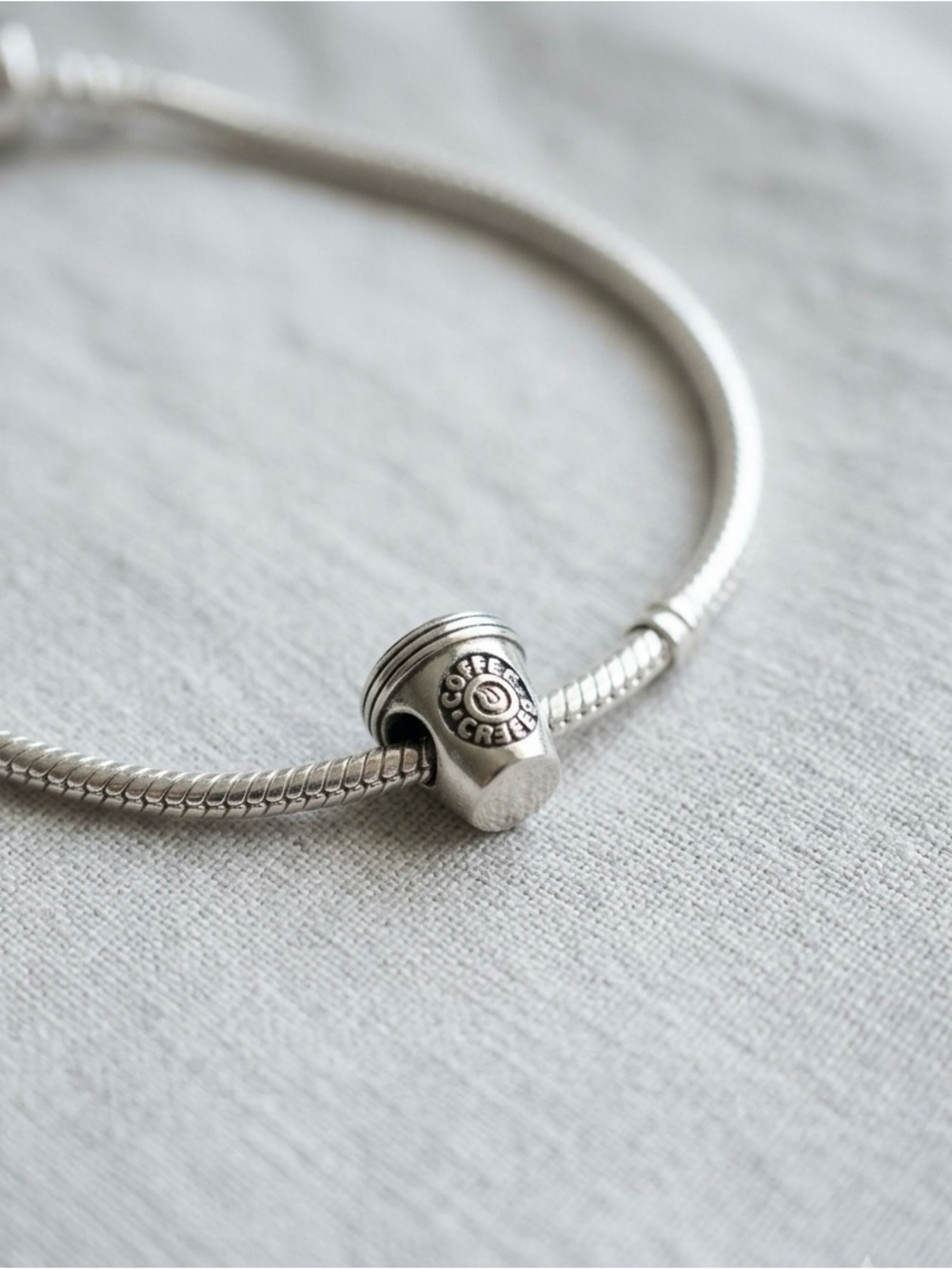 925 Sterling Silver Coffee Cup Charm Bracelet Bead